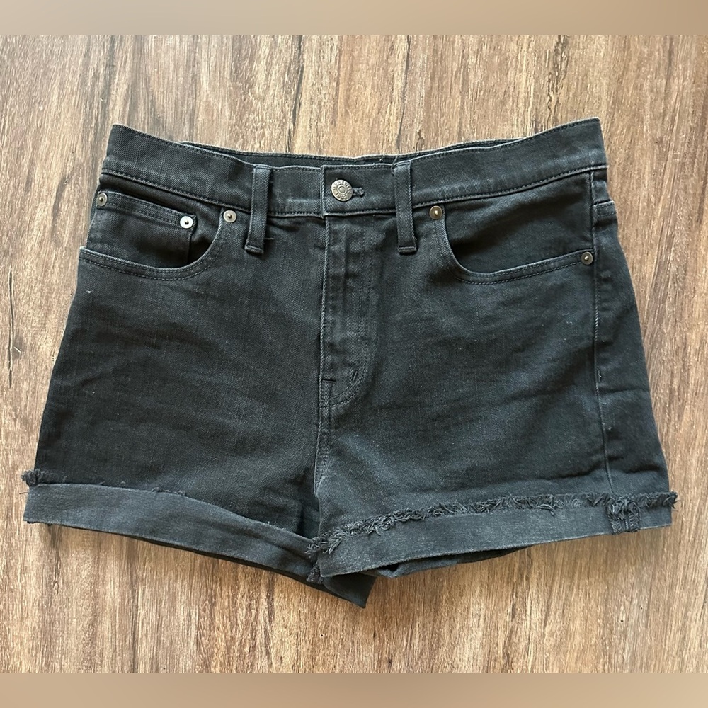 Madewell Women's High-Rise Denim Shorts in Black. Size 28